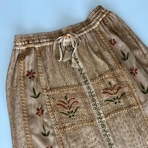 Tan Embroidered Boho Skirt | One Size